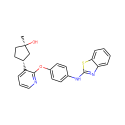 C[C@@]1(O)CC[C@@H](c2cccnc2Oc2ccc(Nc3nc4ccccc4s3)cc2)C1 ZINC000139163604