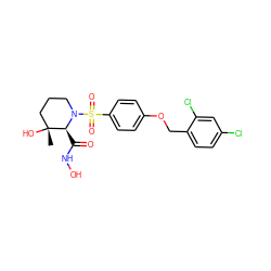 C[C@@]1(O)CCCN(S(=O)(=O)c2ccc(OCc3ccc(Cl)cc3Cl)cc2)[C@H]1C(=O)NO ZINC000003817509