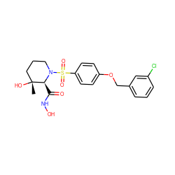 C[C@@]1(O)CCCN(S(=O)(=O)c2ccc(OCc3cccc(Cl)c3)cc2)[C@H]1C(=O)NO ZINC000028392645