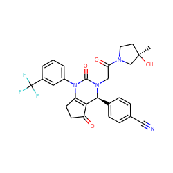 C[C@@]1(O)CCN(C(=O)CN2C(=O)N(c3cccc(C(F)(F)F)c3)C3=C(C(=O)CC3)[C@@H]2c2ccc(C#N)cc2)C1 ZINC001772609962