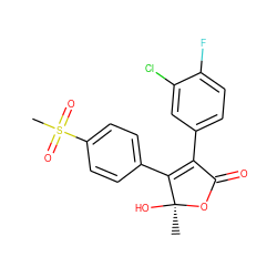 C[C@@]1(O)OC(=O)C(c2ccc(F)c(Cl)c2)=C1c1ccc(S(C)(=O)=O)cc1 ZINC000013488611