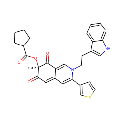 C[C@@]1(OC(=O)C2CCCC2)C(=O)C=C2C=C(c3ccsc3)N(CCc3c[nH]c4ccccc34)C=C2C1=O ZINC000013816955