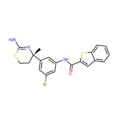 C[C@@]1(c2cc(Br)cc(NC(=O)c3cc4ccccc4s3)c2)CCSC(N)=N1 ZINC000169686897