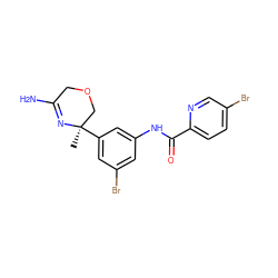 C[C@@]1(c2cc(Br)cc(NC(=O)c3ccc(Br)cn3)c2)COCC(N)=N1 ZINC000113658450