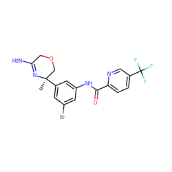 C[C@@]1(c2cc(Br)cc(NC(=O)c3ccc(C(F)(F)F)cn3)c2)COCC(N)=N1 ZINC000113657172