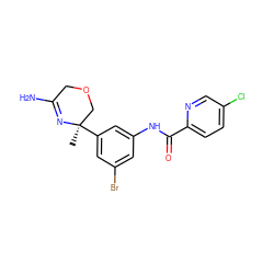 C[C@@]1(c2cc(Br)cc(NC(=O)c3ccc(Cl)cn3)c2)COCC(N)=N1 ZINC000113655390