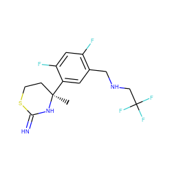 C[C@@]1(c2cc(CNCC(F)(F)F)c(F)cc2F)CCSC(=N)N1 ZINC001772628689