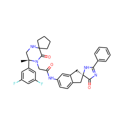 C[C@@]1(c2cc(F)cc(F)c2)CNC2(CCCC2)C(=O)N1CC(=O)Nc1ccc2c(c1)C[C@]1(C2)NC(c2ccccc2)=NC1=O ZINC000068198651