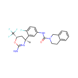 C[C@@]1(c2cc(NC(=O)N3CCc4ccccc4C3)ccc2F)C[C@@H](C(F)(F)F)OC(N)=N1 ZINC000223527835