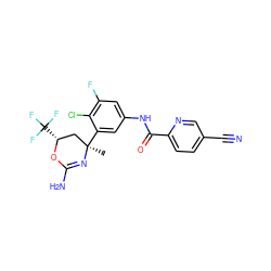 C[C@@]1(c2cc(NC(=O)c3ccc(C#N)cn3)cc(F)c2Cl)C[C@@H](C(F)(F)F)OC(N)=N1 ZINC000223530773