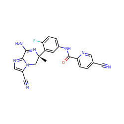 C[C@@]1(c2cc(NC(=O)c3ccc(C#N)cn3)ccc2F)Cn2c(C#N)cnc2C(N)=N1 ZINC000095579446