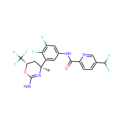 C[C@@]1(c2cc(NC(=O)c3ccc(C(F)F)cn3)cc(F)c2F)C[C@@H](C(F)(F)F)OC(N)=N1 ZINC000223564164