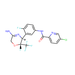 C[C@@]1(c2cc(NC(=O)c3ccc(Cl)cn3)ccc2F)N=C(N)CO[C@@]1(F)C(F)(F)F ZINC000169335908