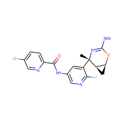 C[C@@]1(c2cc(NC(=O)c3ccc(Cl)cn3)cnc2F)N=C(N)O[C@H]2C[C@H]21 ZINC000220652306