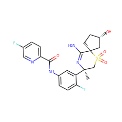 C[C@@]1(c2cc(NC(=O)c3ccc(F)cn3)ccc2F)CS(=O)(=O)[C@@]2(CC[C@H](O)C2)C(N)=N1 ZINC000217746517