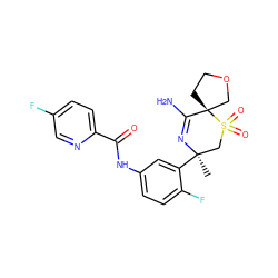 C[C@@]1(c2cc(NC(=O)c3ccc(F)cn3)ccc2F)CS(=O)(=O)[C@]2(CCOC2)C(N)=N1 ZINC000207741326