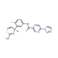 C[C@@]1(c2cc(NC(=O)c3cnc(-n4ccnn4)cn3)ccc2F)C=CSC(N)=N1 ZINC000147048032