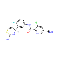 C[C@@]1(c2cc(NC(=O)c3ncc(C#N)cc3Cl)ccc2F)C=CSC(N)=N1 ZINC000068197548