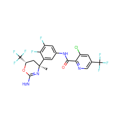 C[C@@]1(c2cc(NC(=O)c3ncc(C(F)(F)F)cc3Cl)cc(F)c2F)C[C@@H](C(F)(F)F)OC(N)=N1 ZINC000223539713