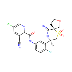 C[C@@]1(c2cc(NC(=O)c3ncc(Cl)cc3C#N)ccc2F)CS(=O)(=O)[C@]2(CCOC2)C(=N)N1 ZINC000147261414