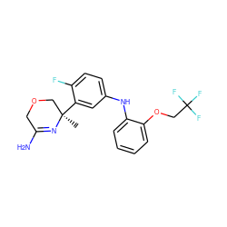 C[C@@]1(c2cc(Nc3ccccc3OCC(F)(F)F)ccc2F)COCC(N)=N1 ZINC000143045383