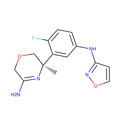 C[C@@]1(c2cc(Nc3ccon3)ccc2F)COCC(N)=N1 ZINC000143004054