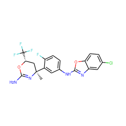 C[C@@]1(c2cc(Nc3nc4cc(Cl)ccc4o3)ccc2F)C[C@@H](C(F)(F)F)OC(N)=N1 ZINC000223557558