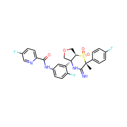 C[C@@]1(c2ccc(F)cc2)C(=N)N[C@@]2(c3cc(NC(=O)c4ccc(F)cn4)ccc3F)COC[C@H]2S1(=O)=O ZINC001772570546