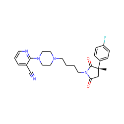 C[C@@]1(c2ccc(F)cc2)CC(=O)N(CCCCN2CCN(c3ncccc3C#N)CC2)C1=O ZINC000029249250