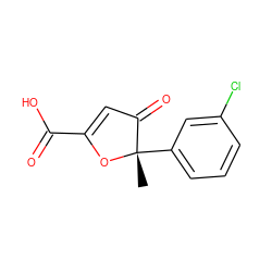 C[C@@]1(c2cccc(Cl)c2)OC(C(=O)O)=CC1=O ZINC000034472268