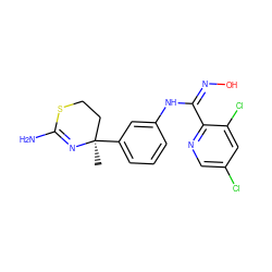 C[C@@]1(c2cccc(N/C(=N/O)c3ncc(Cl)cc3Cl)c2)CCSC(N)=N1 ZINC000146742675