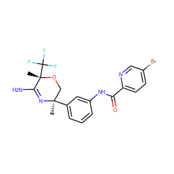 C[C@@]1(c2cccc(NC(=O)c3ccc(Br)cn3)c2)CO[C@@](C)(C(F)(F)F)C(N)=N1 ZINC000113655991