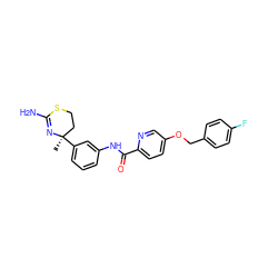 C[C@@]1(c2cccc(NC(=O)c3ccc(OCc4ccc(F)cc4)cn3)c2)CCSC(N)=N1 ZINC000146065790