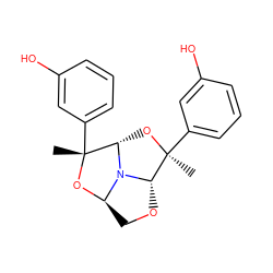 C[C@@]1(c2cccc(O)c2)O[C@@H]2N3[C@H]1OC[C@H]3O[C@]2(C)c1cccc(O)c1 ZINC000299829005