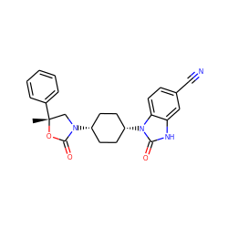 C[C@@]1(c2ccccc2)CN([C@H]2CC[C@@H](n3c(=O)[nH]c4cc(C#N)ccc43)CC2)C(=O)O1 ZINC001772616486