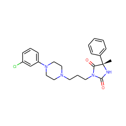 C[C@@]1(c2ccccc2)NC(=O)N(CCCN2CCN(c3cccc(Cl)c3)CC2)C1=O ZINC000049116144