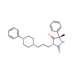 C[C@@]1(c2ccccc2)NC(=O)N(CCCN2CCN(c3ccccc3)CC2)C1=O ZINC000049088026