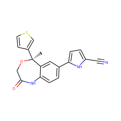 C[C@@]1(c2ccsc2)OCC(=O)Nc2ccc(-c3ccc(C#N)[nH]3)cc21 ZINC000038344953