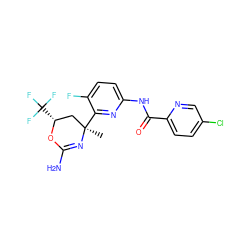 C[C@@]1(c2nc(NC(=O)c3ccc(Cl)cn3)ccc2F)C[C@@H](C(F)(F)F)OC(N)=N1 ZINC000221071255