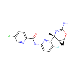 C[C@@]1(c2nc(NC(=O)c3ccc(Cl)cn3)ccc2F)N=C(N)O[C@H]2C[C@H]21 ZINC000226072043