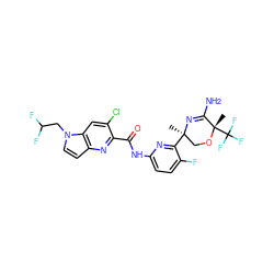 C[C@@]1(c2nc(NC(=O)c3nc4ccn(CC(F)F)c4cc3Cl)ccc2F)CO[C@@](C)(C(F)(F)F)C(N)=N1 ZINC000167634418