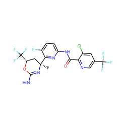 C[C@@]1(c2nc(NC(=O)c3ncc(C(F)(F)F)cc3Cl)ccc2F)C[C@@H](C(F)(F)F)OC(N)=N1 ZINC000220533726