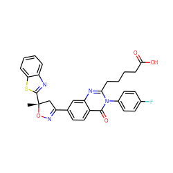 C[C@@]1(c2nc3ccccc3s2)CC(c2ccc3c(=O)n(-c4ccc(F)cc4)c(CCCCC(=O)O)nc3c2)=NO1 ZINC000103256650