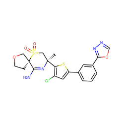 C[C@@]1(c2sc(-c3cccc(-c4nnco4)c3)cc2Cl)CS(=O)(=O)[C@@]2(CCOC2)C(N)=N1 ZINC000207741389