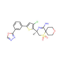 C[C@@]1(c2sc(-c3cccc(-c4nnco4)c3)cc2Cl)CS(=O)(=O)C2(CCOCC2)C(N)=N1 ZINC000217744056