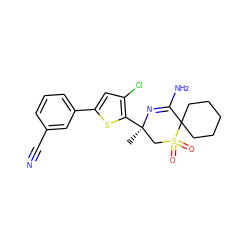 C[C@@]1(c2sc(-c3cccc(C#N)c3)cc2Cl)CS(=O)(=O)C2(CCCCC2)C(N)=N1 ZINC000217743847