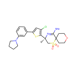 C[C@@]1(c2sc(-c3cccc(N4CCCC4)c3)cc2Cl)CS(=O)(=O)C2(CCOCC2)C(N)=N1 ZINC000217743950