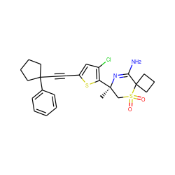 C[C@@]1(c2sc(C#CC3(c4ccccc4)CCCC3)cc2Cl)CS(=O)(=O)C2(CCC2)C(N)=N1 ZINC000207744665