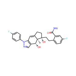 C[C@@]12C(=Cc3c(cnn3-c3ccc(F)cc3)[C@H]1O)CC[C@@]2(O)CCc1ccc(F)cc1C(N)=O ZINC000095559232
