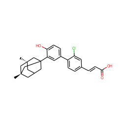 C[C@@]12CC3CC(c4cc(-c5ccc(/C=C/C(=O)O)cc5Cl)ccc4O)(C1)C[C@](C)(C3)C2 ZINC000040863867